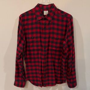 J Crew Red and Black Checkered Flannel Button Down Shirt Men's M